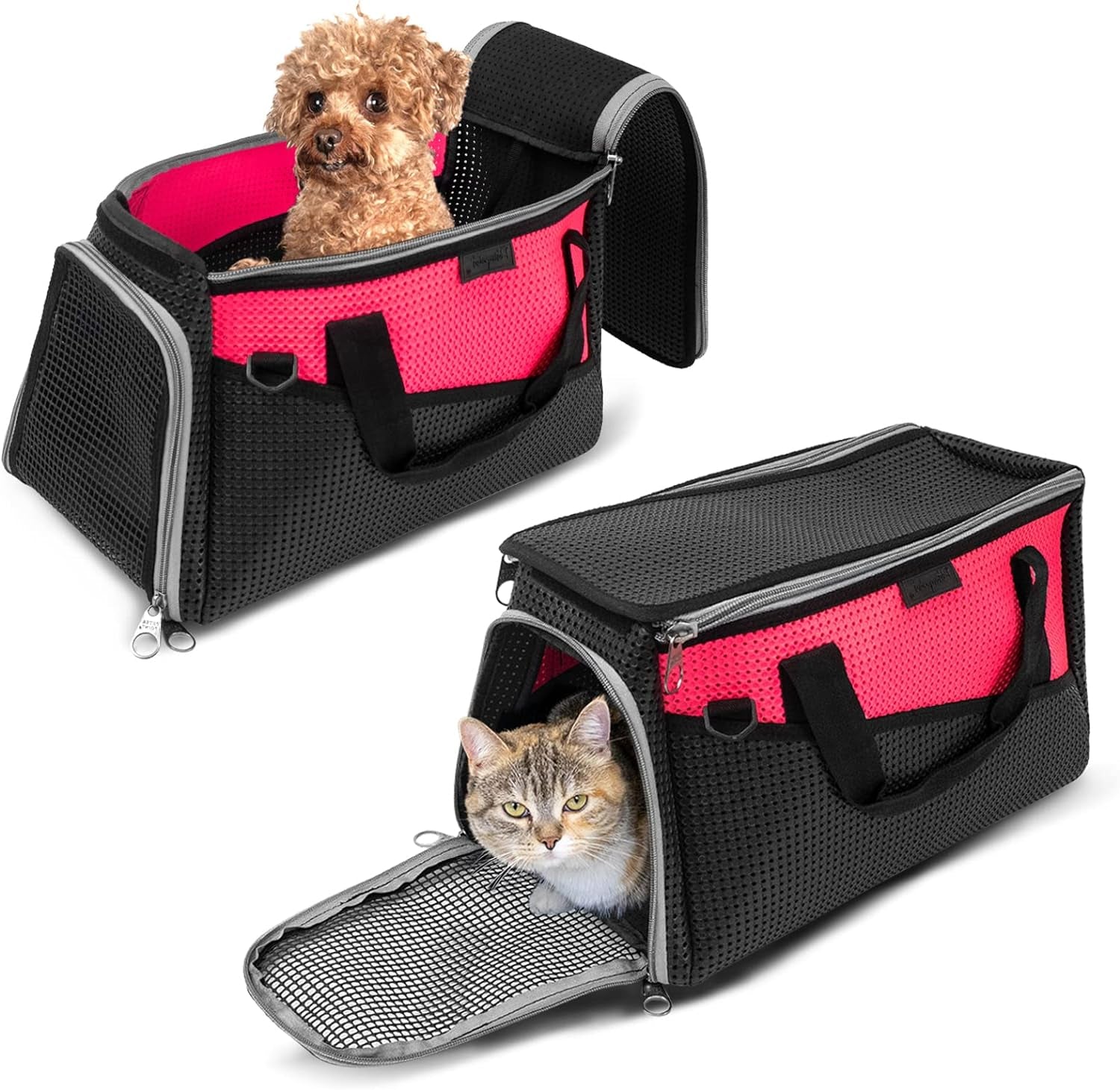 "Travel in Style with our Airline Approved Cat and Dog Carrier - Perfect for Small to Medium Pets! Foldable, Soft-Faced Design in Vibrant Red (Large Size)"