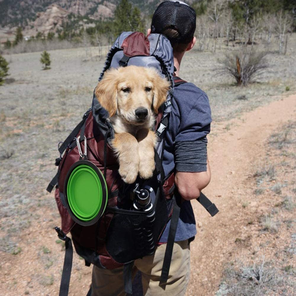 "Convenient and Portable Collapsible Dog Bowl for On-the-Go Pets - Perfect for Travel, Camping, and Outdoor Adventures - Large Size in Vibrant Green"