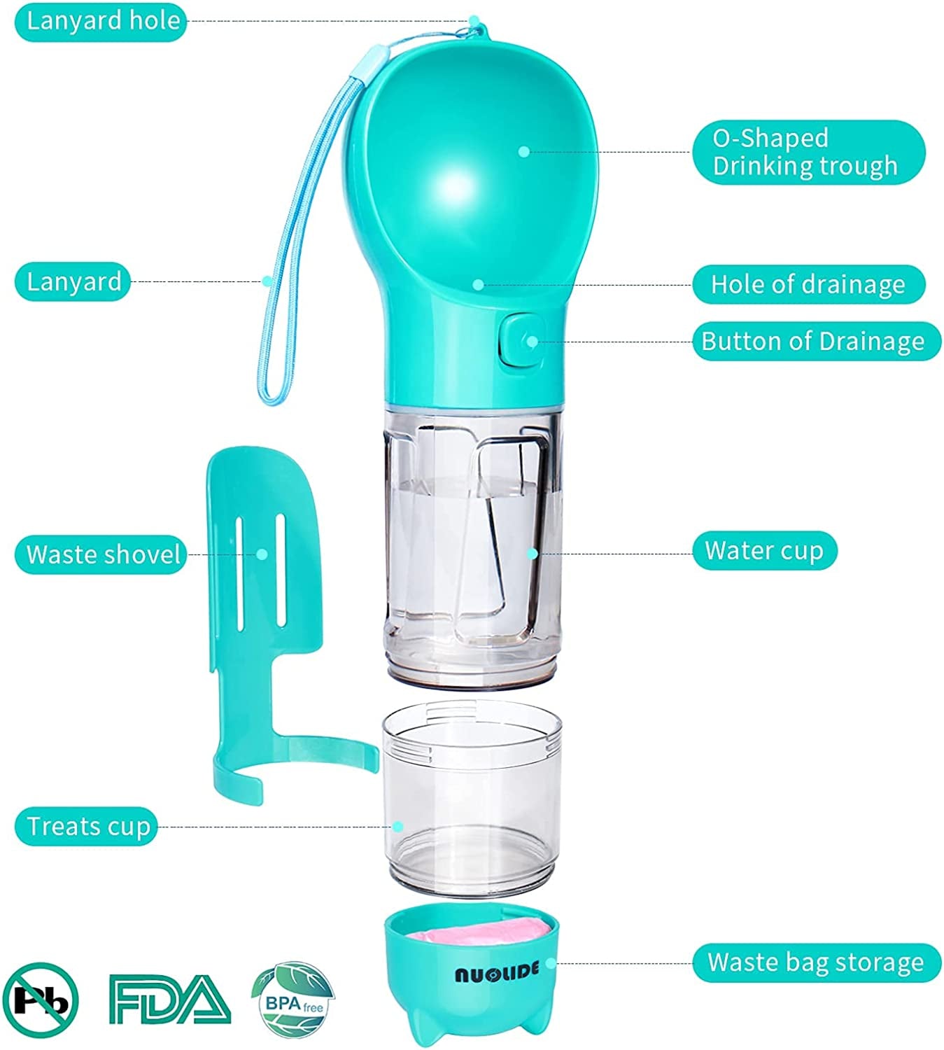 "Adventure Paws: The Ultimate 4-in-1 Dog Water Bottle - Your Portable, Leakproof Companion for Outdoor Excursions!"