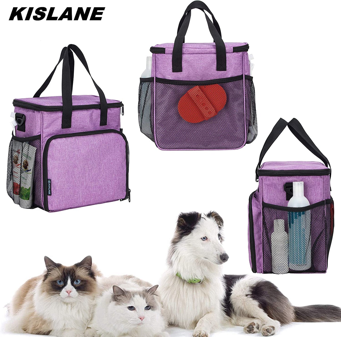 "Ultimate Pet Grooming Tote Bag - Stylish Organizer for Cat and Dog Grooming Tools, Supplies, and Shampoo Accessories (Bag Only) - Convenient Storage Solution in Trendy Purple"