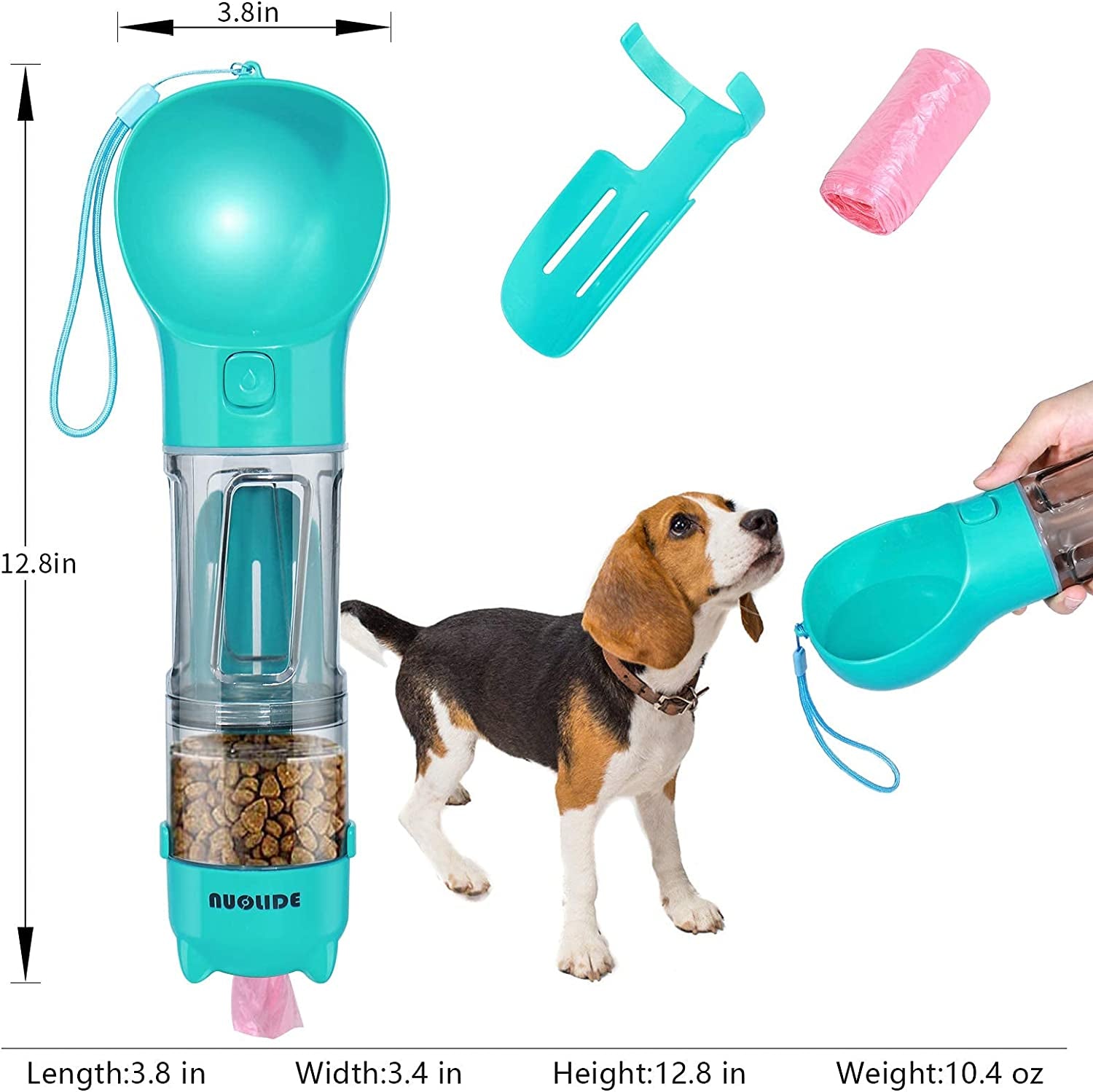 "Adventure Paws: The Ultimate 4-in-1 Dog Water Bottle - Your Portable, Leakproof Companion for Outdoor Excursions!"