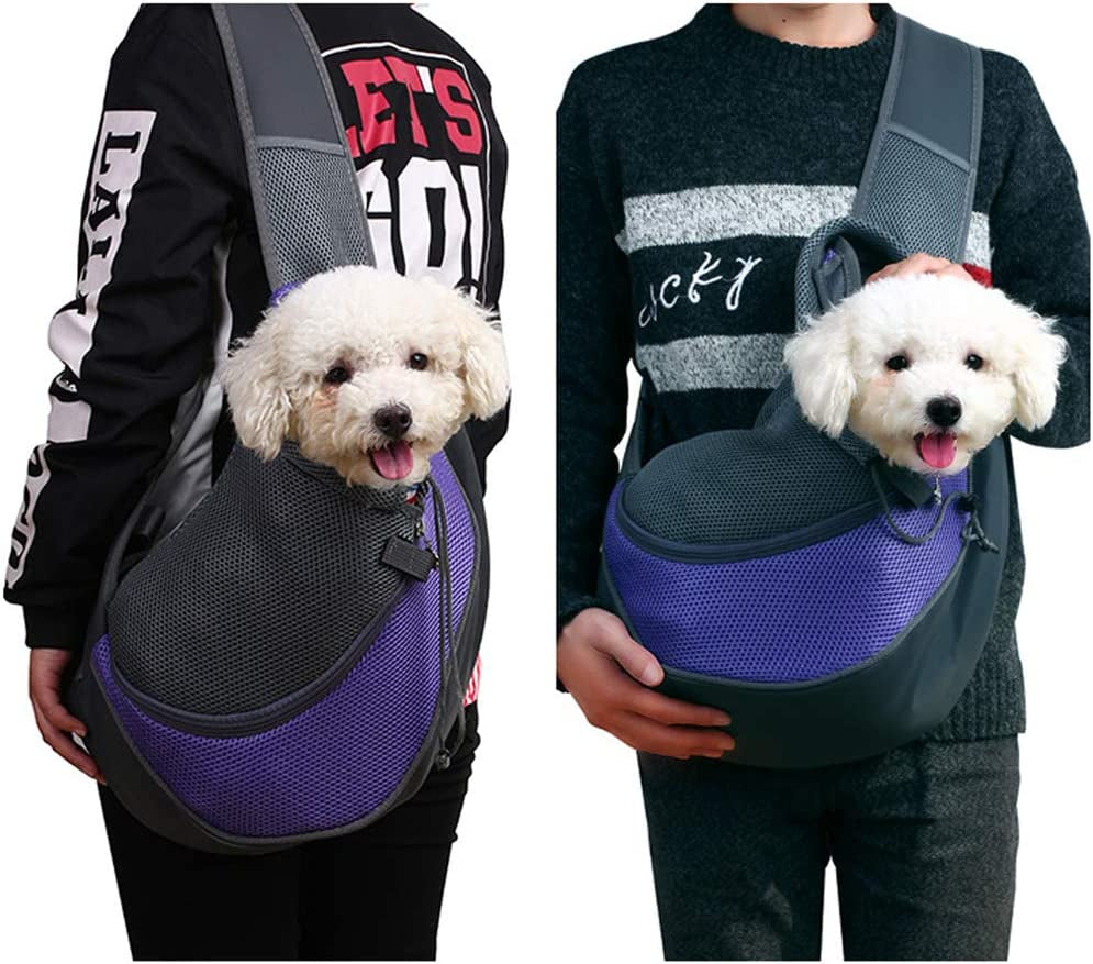 "Cozy and Convenient Pet Sling Carrier Bag - Perfect for Small to Medium Dogs and Cats - Breathable Mesh for Comfortable Travel - Stylish Dark Blue Design (Includes 1 Bag)"