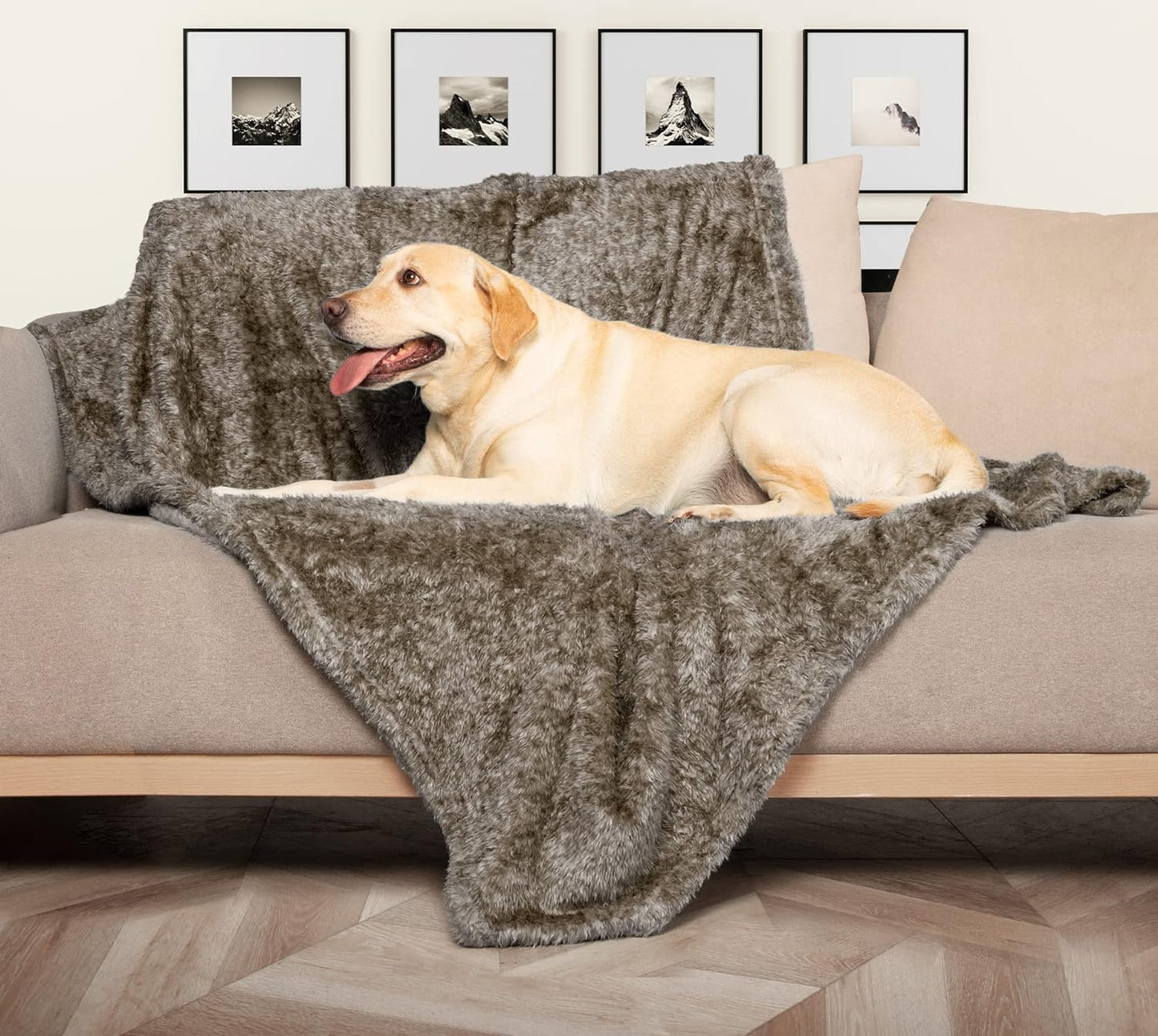 "Cozy Comfort for Your Furry Friend: Luxurious Fluffy Fleece Dog Blankets - Perfect for All Sizes of Dogs and Cats! Keep Your Pet Warm and Snuggled on Beds, Couches, Sofas, and Even While Traveling! Available in Stylish Taupe, 40X60 Inch Size."