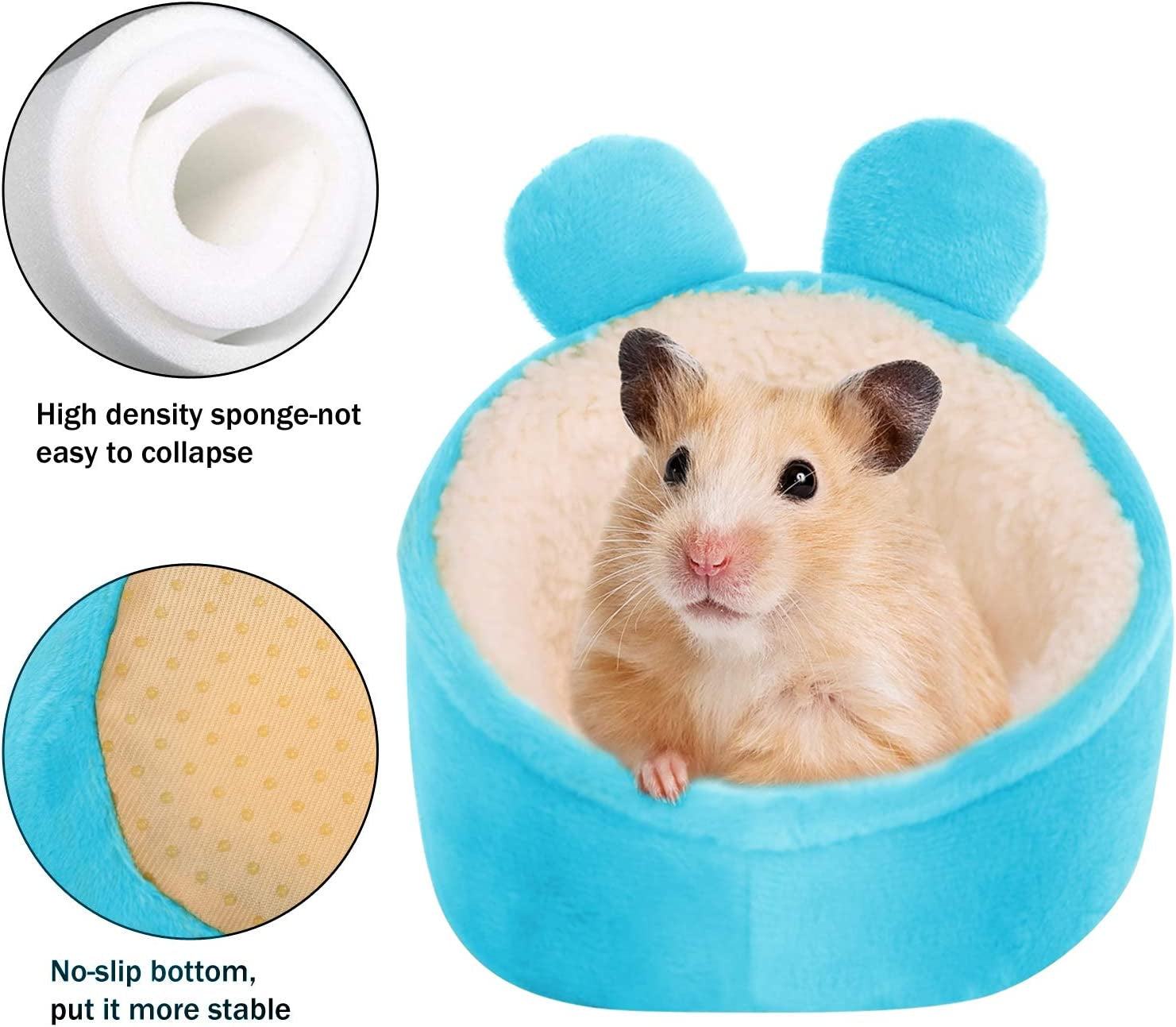 "Cozy Blue Hamster Mini Bed: The Perfect Nest for Small Pets, Lightweight and Warm, Ideal Cage Accessory for Dwarf Hamsters"