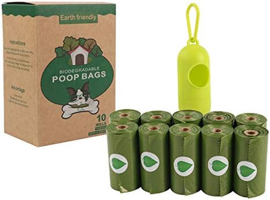 "Earth-Friendly Pet Waste Bags - Biodegradable and Compostable Dog Poop Bags for Happy Pets! Leak-Proof and Convenient - 150 Bags/10 Rolls"