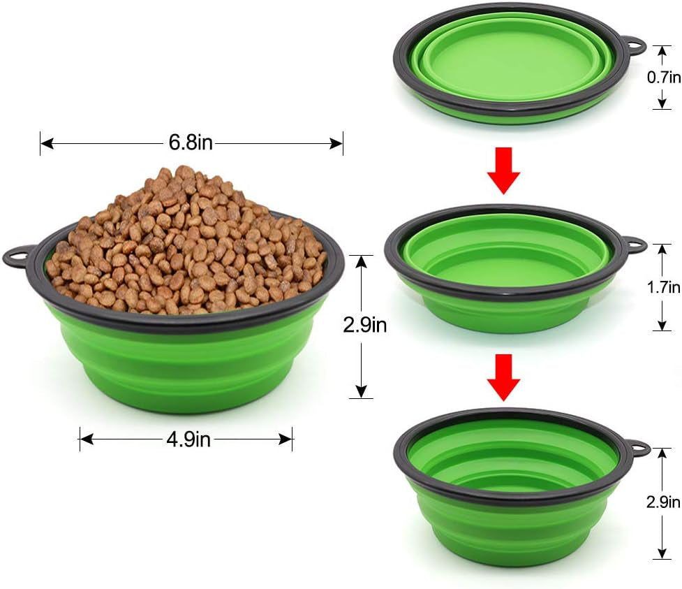 "Convenient and Portable Collapsible Dog Bowl for On-the-Go Pets - Perfect for Travel, Camping, and Outdoor Adventures - Large Size in Vibrant Green"