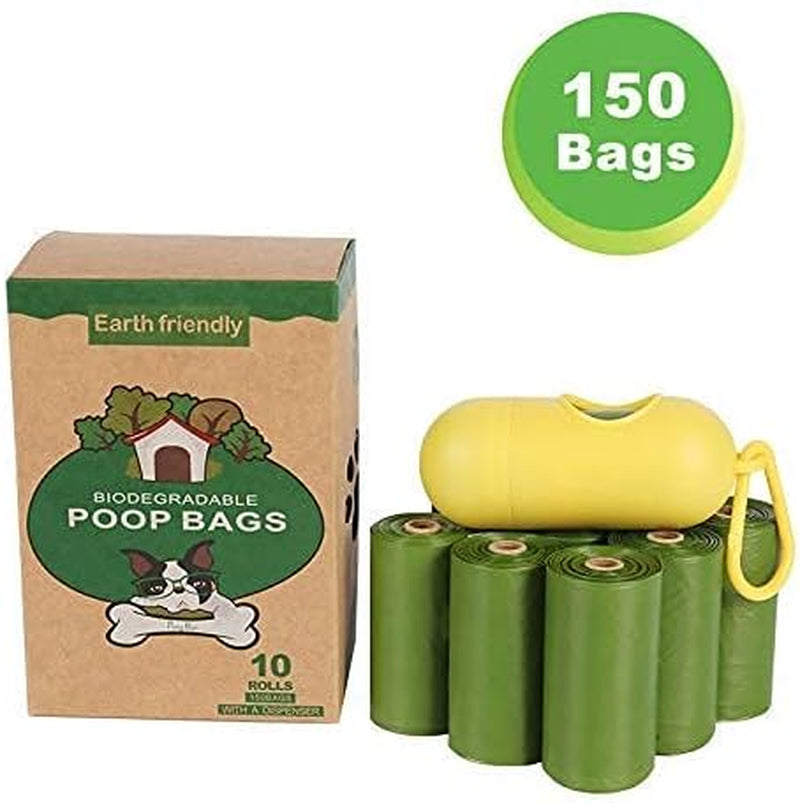 "Earth-Friendly Pet Waste Bags - Biodegradable and Compostable Dog Poop Bags for Happy Pets! Leak-Proof and Convenient - 150 Bags/10 Rolls"