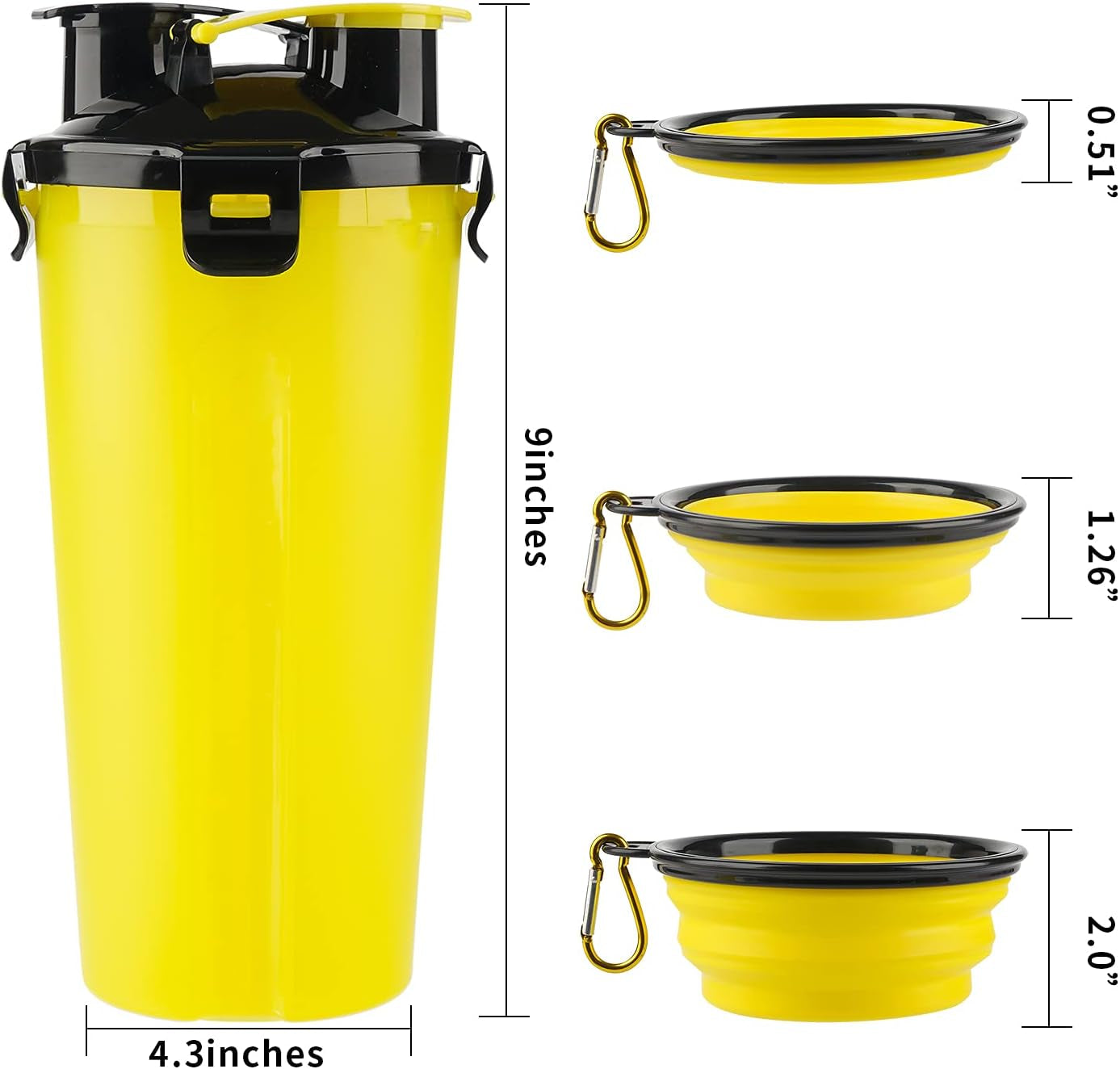 "Convenient 2-In-1 Dog Portable Bottle with Collapsible Bowls - Perfect for Pets on the Go!"