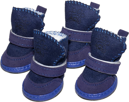"Cozy Winter Boots for Small-Medium Pets - Keep Your Furry Friend Warm and Stylish in Dark Blue!"