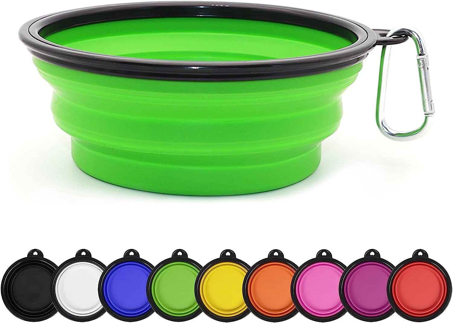 "Convenient and Portable Collapsible Dog Bowl for On-the-Go Pets - Perfect for Travel, Camping, and Outdoor Adventures - Large Size in Vibrant Green"